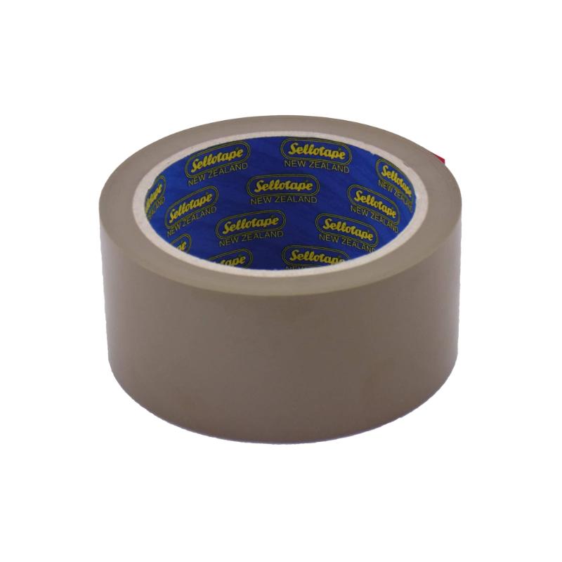 Sellotape 1552 PP Brown packing tape, 48mm x 55m, strong and durable for secure sealing of boxes and packages.