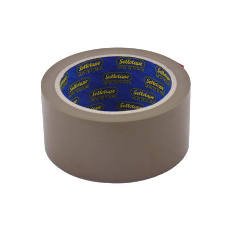 Sellotape 1552 PP Brown packing tape, 48mm x 55m, strong and durable for secure sealing of boxes and packages.