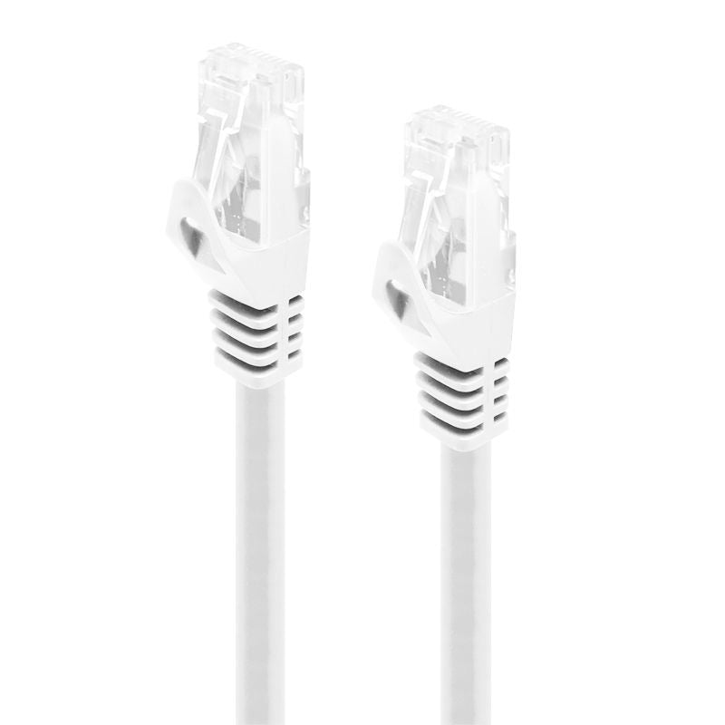 Alogic 5m CAT6 Ethernet Cable in white, supports 1 Gbps for high-speed internet, durable with gold-plated RJ45 connectors.