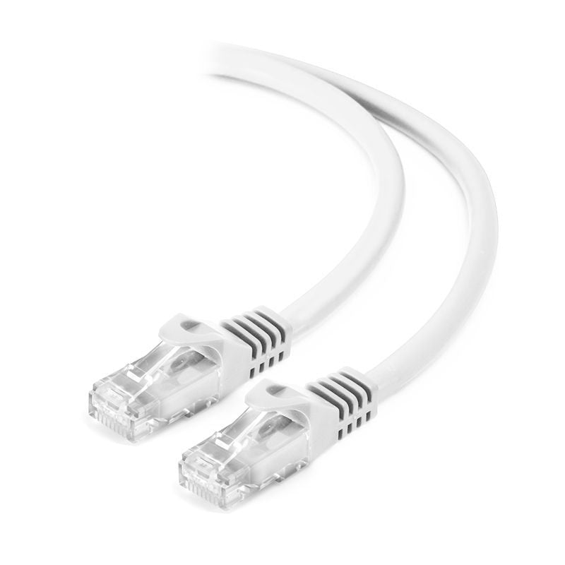 Alogic 5m CAT6 Ethernet Cable in white, offers 1 Gbps speed, durable RJ45 connectors, and RoHS compliant design.
