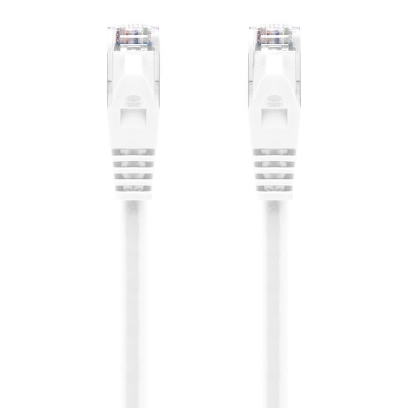Alogic 5m CAT6 Ethernet cable in white, supports 1 Gbps, ideal for gaming and streaming, durable with gold-plated RJ45 connectors.