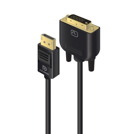 Alogic 3m DisplayPort to DVI cable for clear 1080p video, featuring gold-plated connectors and premium shielding.
