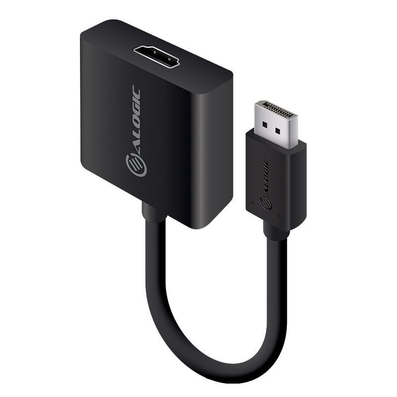 Alogic 20cm DisplayPort to HDMI adapter, supports 4K at 60Hz, gold-plated connectors for clear, reliable connections.