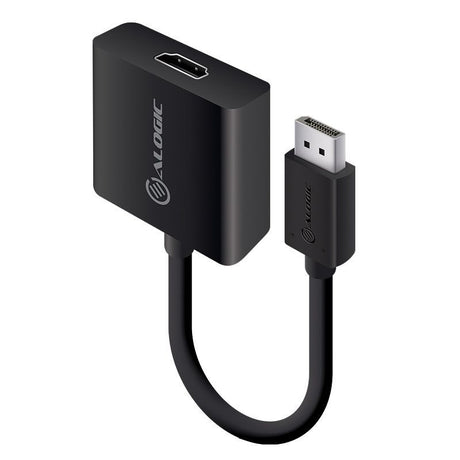 Alogic 20cm DisplayPort to HDMI adapter, supports 4K at 60Hz, gold-plated connectors for clear, reliable connections.