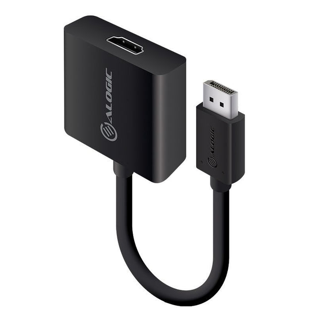 Alogic 20cm DisplayPort to HDMI adapter, supports 4K at 60Hz, gold-plated connectors for clear, reliable connections.