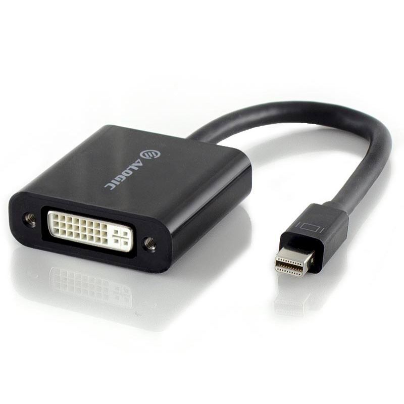 Alogic 20cm Mini DisplayPort to DVI adapter for 4K support, compact design, ideal for connecting laptops to displays.