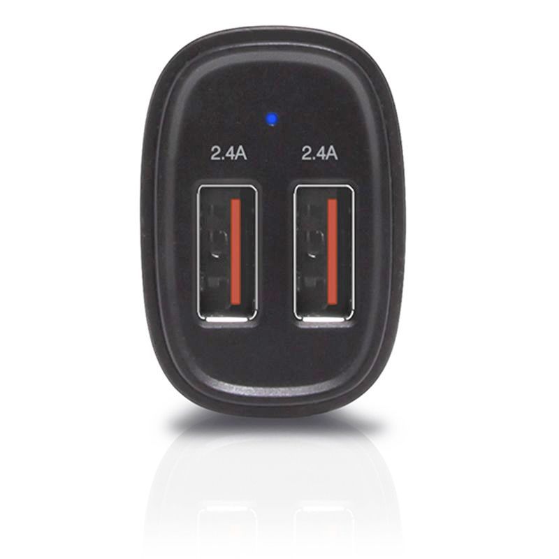 Alogic 2 Port USB-A Car Charger with Smart Charge for rapid charging of devices on the go, 5V/4.8A output.