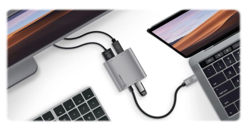 Alogic USB-C MultiPort Adapter with HDMI 4K output and 3 USB 3.0 ports for enhanced connectivity and charging.
