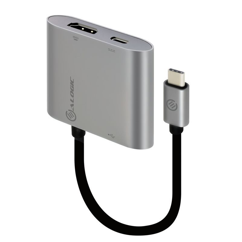 Alogic USB-C MultiPort Adapter with HDMI 4K, 3 USB 3.0 ports, and power delivery for enhanced connectivity.