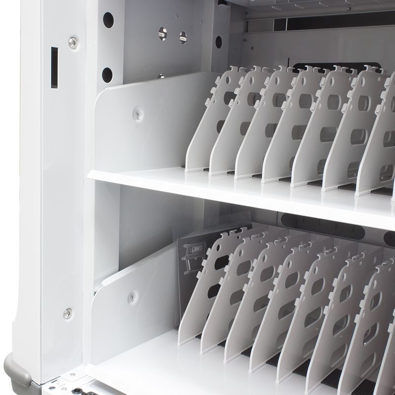 Alogic Smartbox 32 Bay Charging Trolley for efficient device management, holds laptops and tablets, features cable management and mobility.