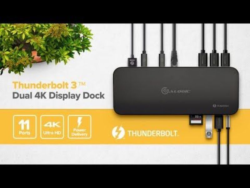 Alogic Thunderbolt 3 Dual Display Dock enables dual 4K displays, featuring multiple ports and 40Gbps data transfer rate.