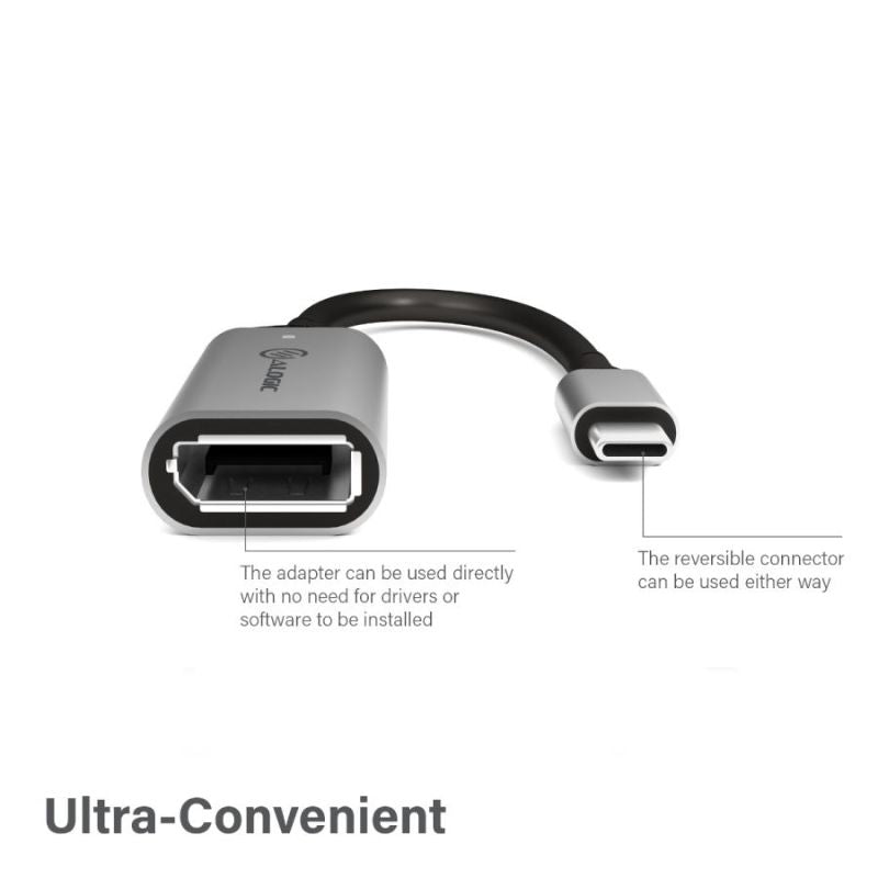 Alogic Ultra 15cm USB-C to DisplayPort Adapter, 4K 60Hz, for seamless laptop and gaming display connections.