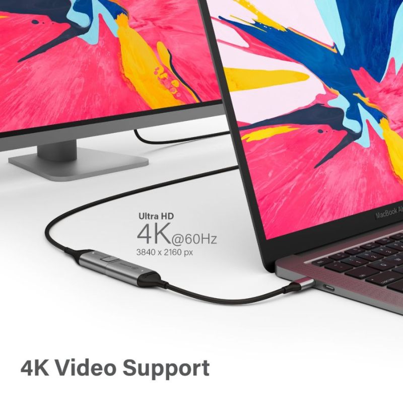 Alogic Ultra 15cm USB-C to DisplayPort Adapter enabling 4K 60Hz connections for laptops, tablets, and gaming devices.