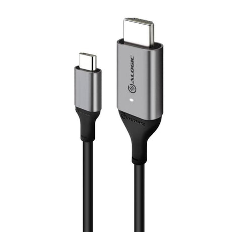 Alogic USB-C to HDMI cable in space grey, delivering 4K 60Hz, ideal for seamless streaming and professional presentations.