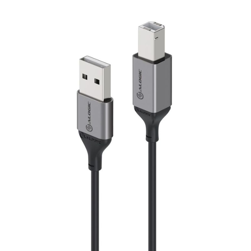 Alogic Ultra USB 2.0 USB-A to USB-B cable for fast data transfer between printers and scanners, featuring durable design.