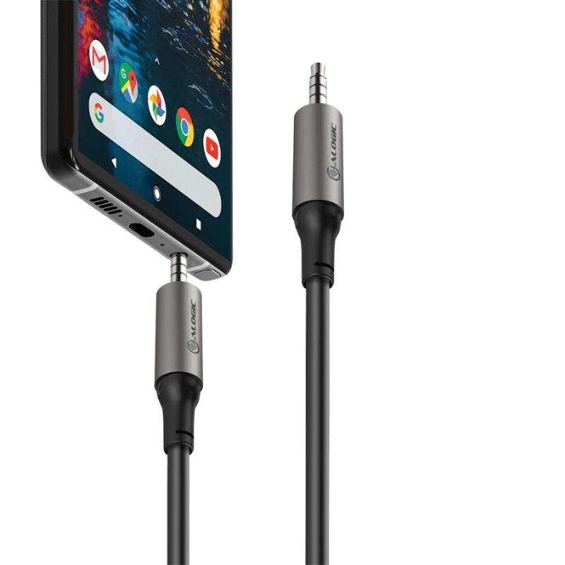 Alogic Ultra 3.5mm Male to Male Audio Cable for high-fidelity sound, ideal for music and gaming, 1.5m length, durable materials.
