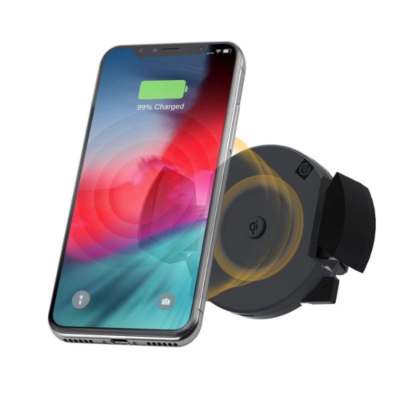 Alogic Rapid Air Vent Wireless Charger: fast Qi charging for smartphones, secure grip, compact design, perfect for drivers.