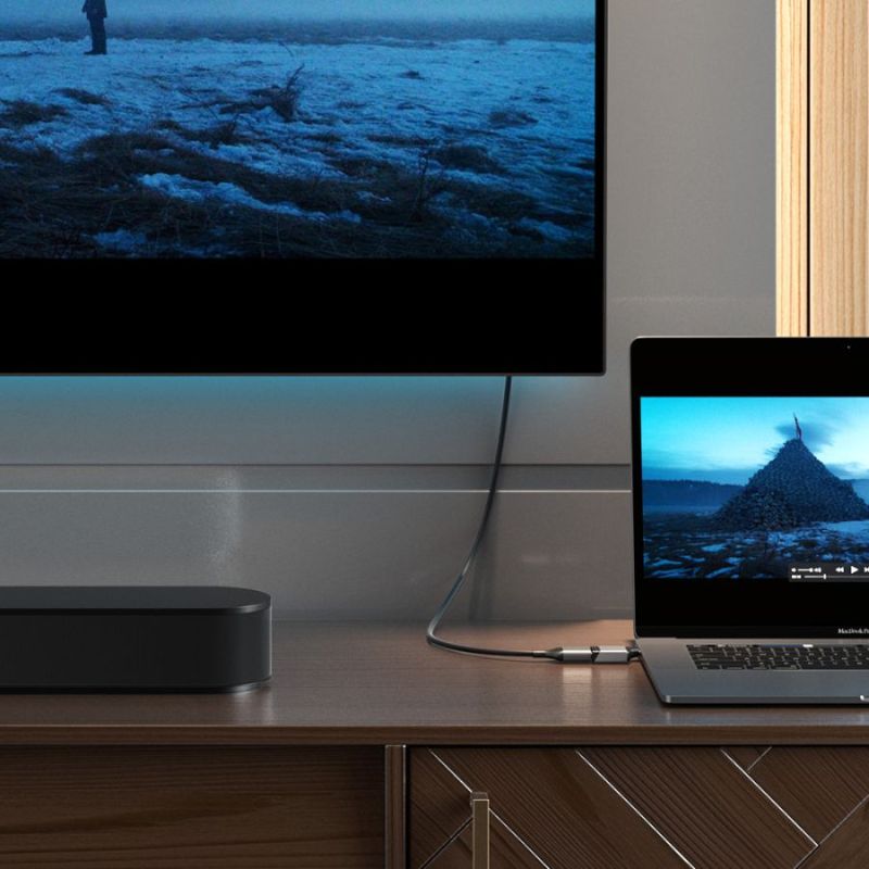 Alogic Ultra MINI USB-C to HDMI adapter for 4K 60Hz video, compact design for seamless connection with Apple and Windows devices.