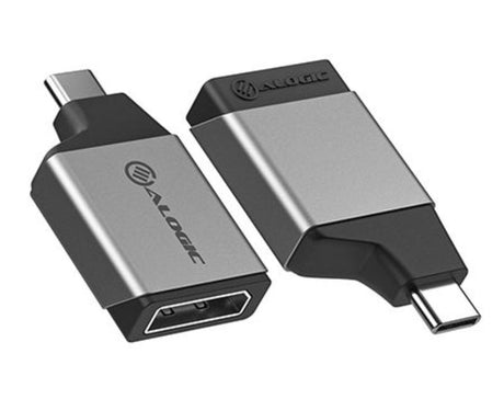 Alogic Ultra Mini USB-C to DisplayPort Adapter in Space Grey, supports 4K 60Hz for seamless connectivity and portability.