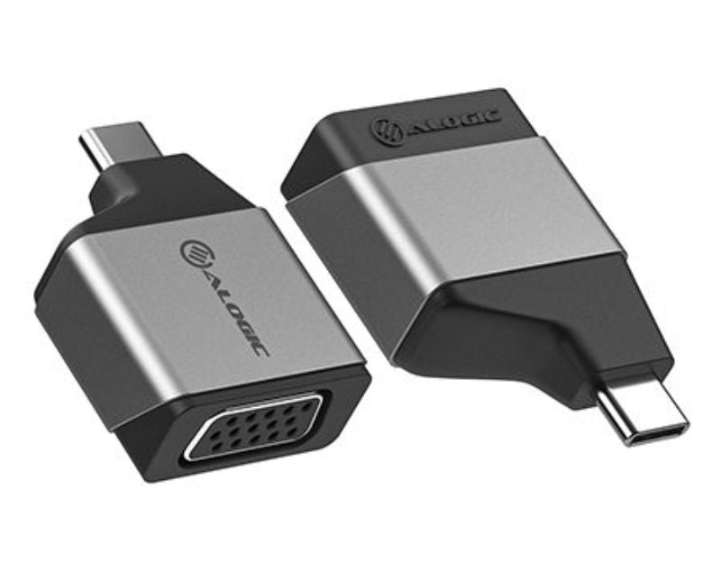 Alogic Ultra Mini USB-C to VGA Adapter, compact design, 1920x1200 resolution, perfect for connecting devices to VGA displays.