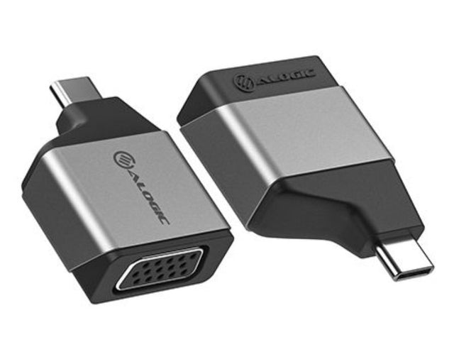 Alogic Ultra Mini USB-C to VGA Adapter, compact design, 1920x1200 resolution, perfect for connecting devices to VGA displays.
