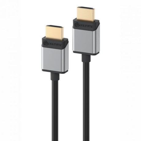 Alogic Slim 8K HDMI Cable in Space Grey, 2m, supports 8K/10K, high-speed performance, ideal for gaming and video.