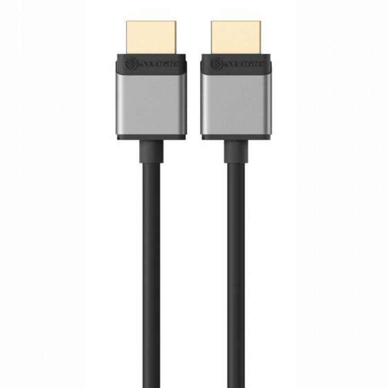 Alogic Slim 8K HDMI Cable, 2m, male to male, Space Grey, supports 8K at 50/60Hz for seamless video and gaming.