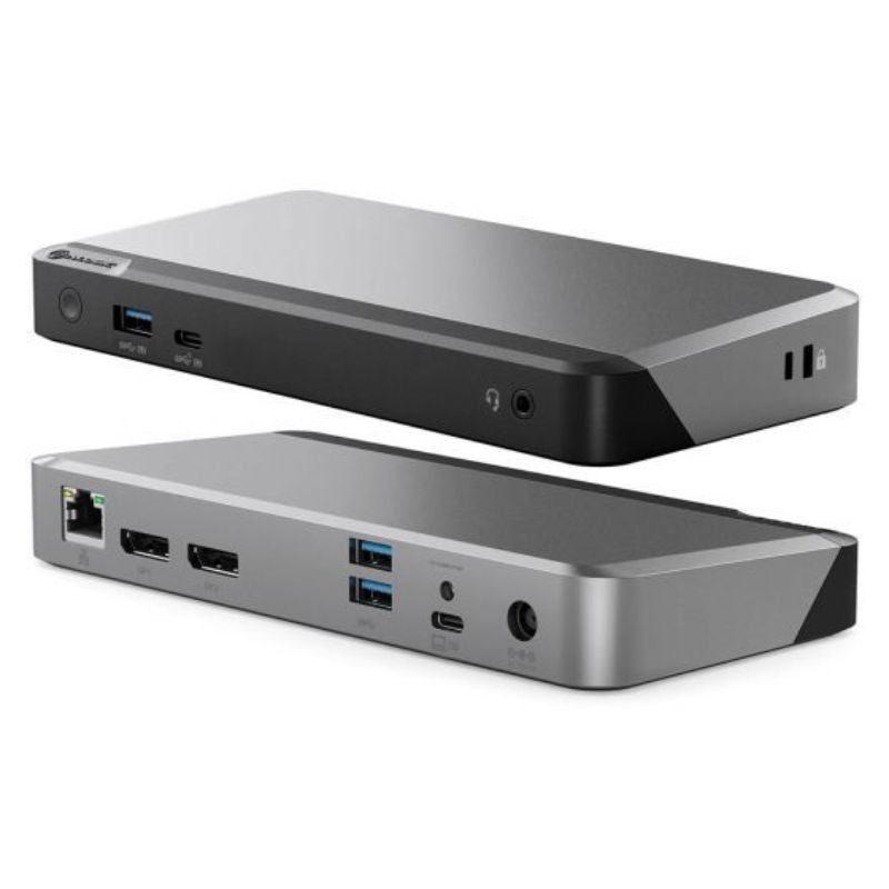 Alogic MX2 USB-C Docking Station with dual 4K display support, 65W Power Delivery, Ethernet, and audio output.