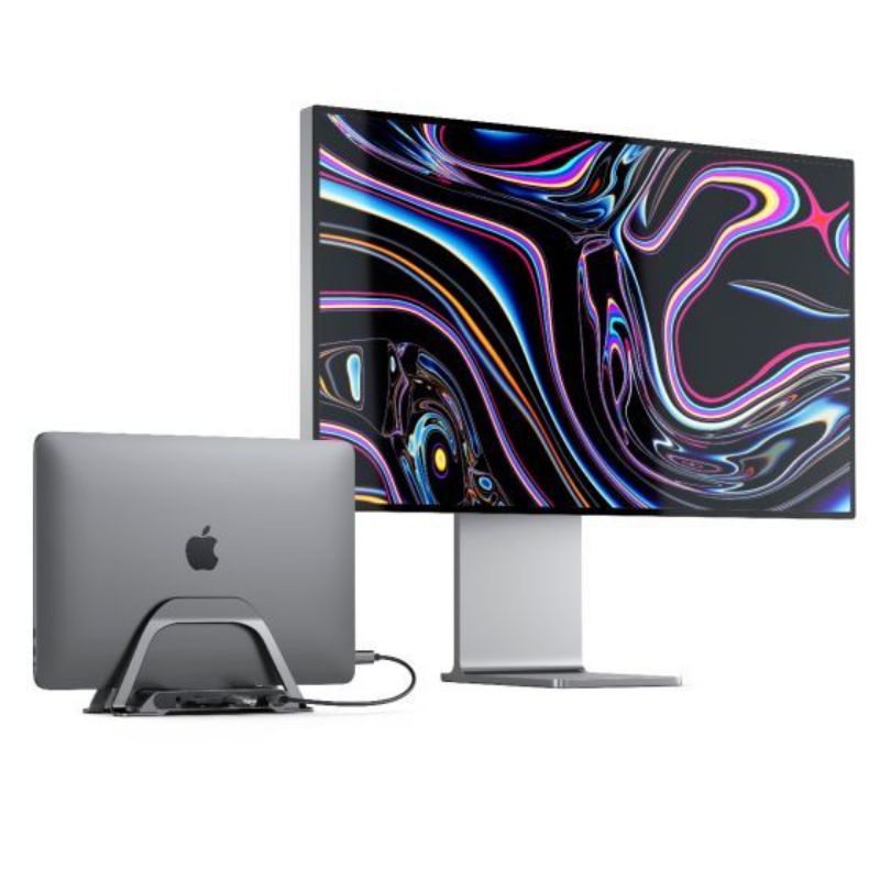 Alogic Bolt Plus USB-C Dock with dual 4K HDMI, USB-A, Gigabit Ethernet, and 100W charging in sleek space grey design.