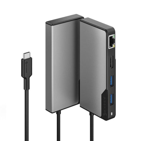 Alogic USB-C Fusion ALPHA 5-in-1 Hub with HDMI, USB-A, USB-C ports, and SD card reader for seamless connectivity.