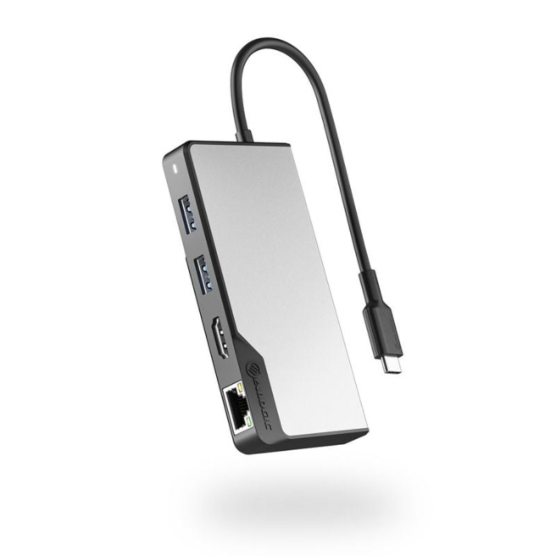 Alogic USB-C Fusion ALPHA 5-in-1 Hub V2 with HDMI, USB-A, USB-C ports, and SD card reader for enhanced connectivity.