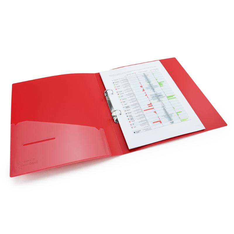 Rapesco Germ-Savvy Antibacterial A4 PP Ring Binder 2/25 Red