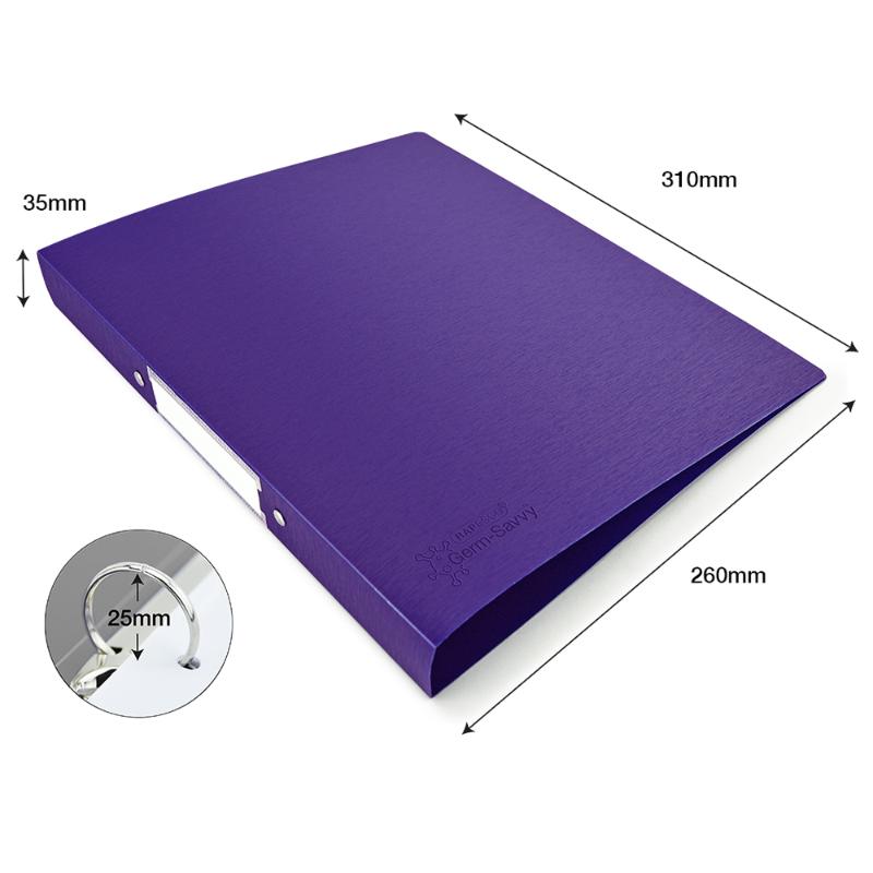 Rapesco Germ-Savvy Antibacterial A4 PP Ring Binder 2/25 Purple