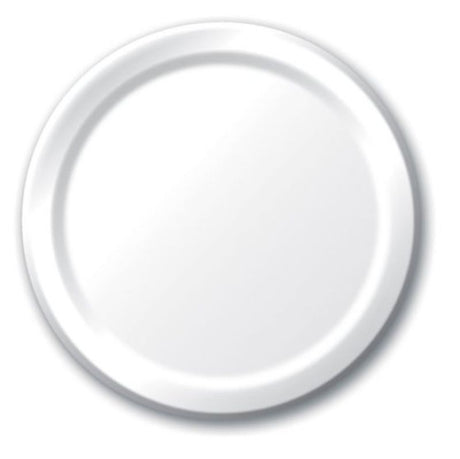 Durable 18cm white paper lunch plates, pack of 24, perfect for easy serving at events and eco-friendly gatherings.