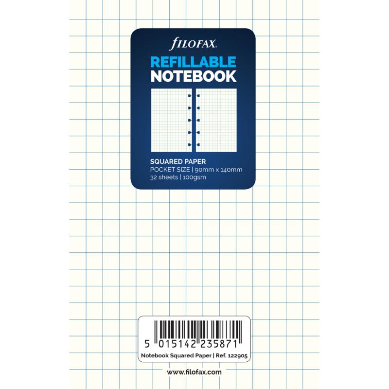 Filofax Pocket Notes Square Refill with 32 sheets of 100gsm dotted paper for versatile note-taking and creativity.
