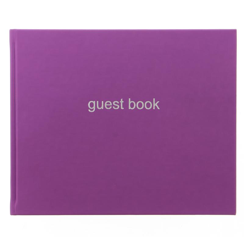 Letts Guest Book Dazzle Purple, 127 ruled pages, elegant design for capturing memories at special events.