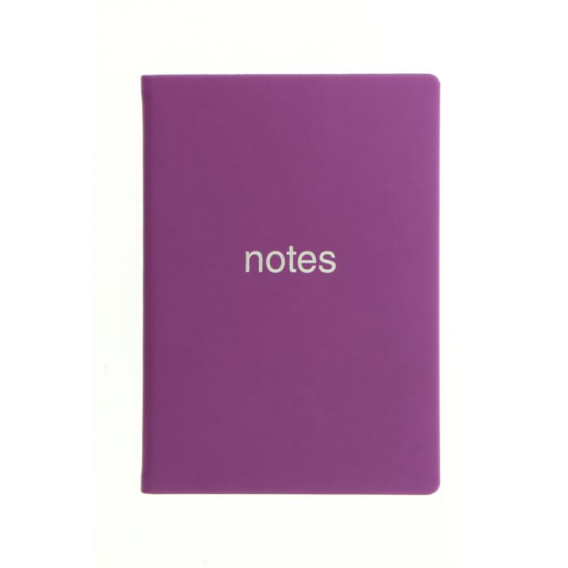 Stylish A5 purple notebook with lined pages, durable cover, silver foil accents, and ribbon page marker for creative note-taking.