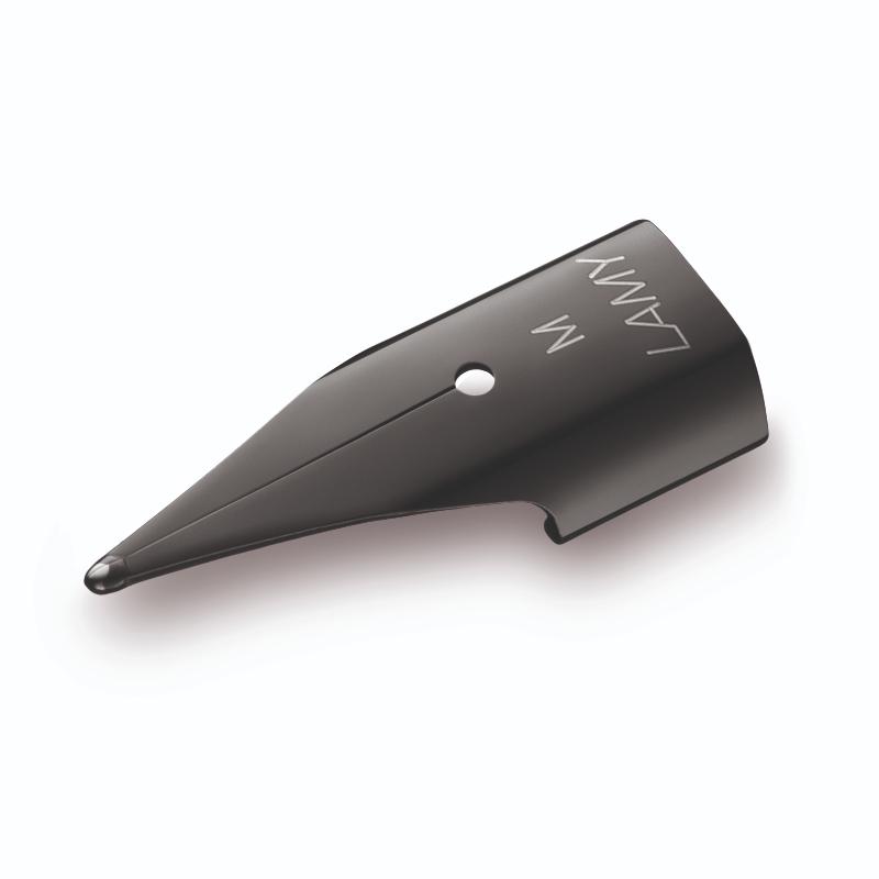 Black Lamy nib designed for left-handed writers, offering smooth, effortless writing and compatibility with various LAMY fountain pens.