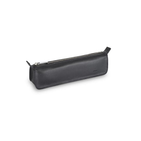 Elegant Lamy A405 Triangular pen case in premium calfskin leather with a soft lining and polished zipper for stylish storage.