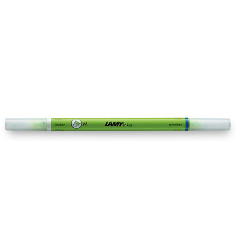 Lamy Ink-x Green Correction Pen with fine tip and eraser for precise ink corrections and neat writing tasks.