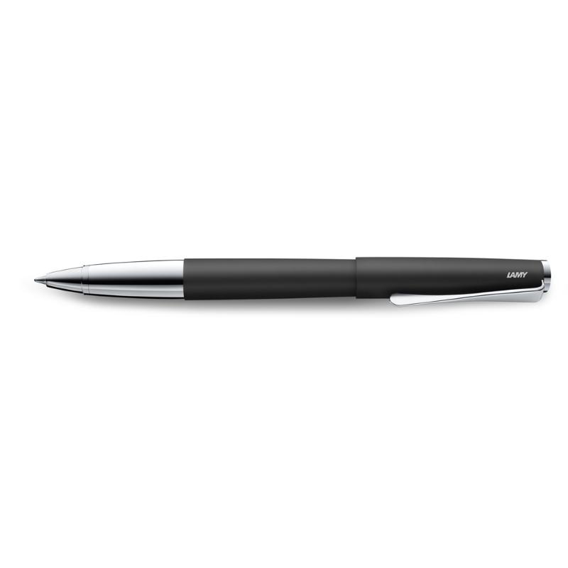 Lamy Studio Rollerball Black (367) features a sleek matte black finish and a unique propeller-shaped steel clip for elegant writing.