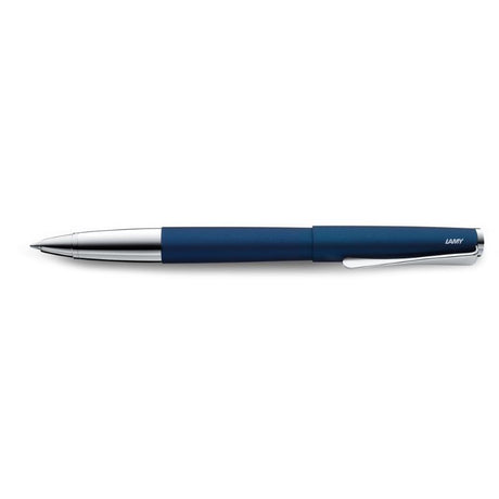 Lamy Studio Rollerball in Imperial Blue, featuring a matt finish, ergonomic design, and unique propeller clip for elegant writing.