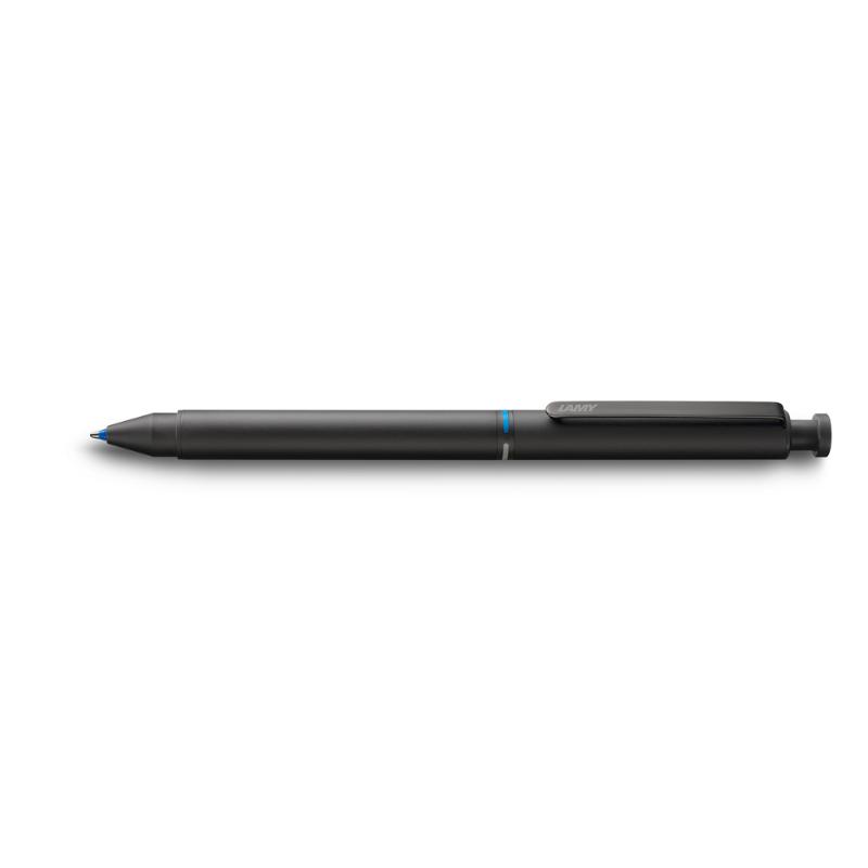 Lamy ST Tri Pen 2+1 Black (746) - sleek multifunctional pen with ballpoint, mechanical pencil, and eraser in matte black design.