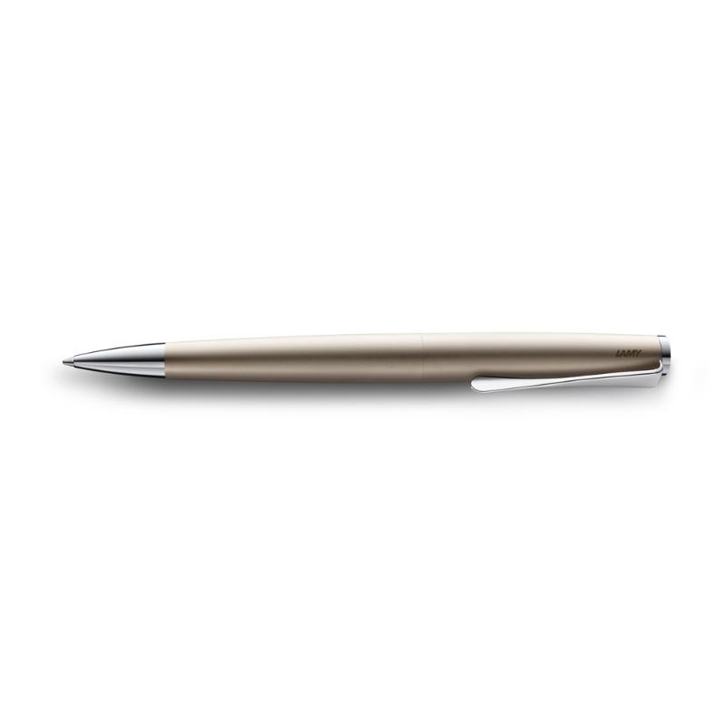 Lamy Studio Ballpen Palladium (268) with chrome clip, sleek design, and smooth twist mechanism for refined writing.