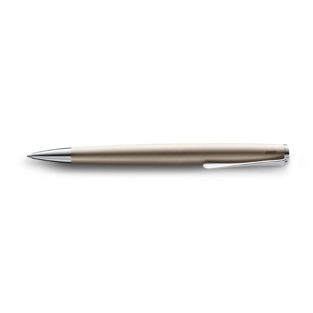 Lamy Studio Ballpen Palladium (268) with chrome clip, sleek design, and smooth twist mechanism for refined writing.