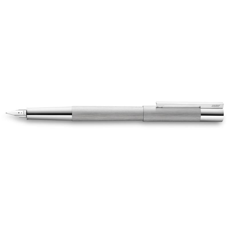 Lamy Scala Brushed Steel Ballpen with chrome accents and smooth twist mechanism for effortless writing.