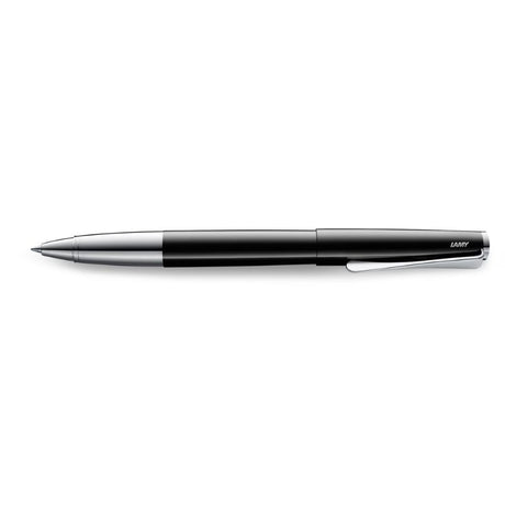 Lamy Studio Rollerball in elegant Piano Black, featuring a sleek design and smooth black ink for a refined writing experience.