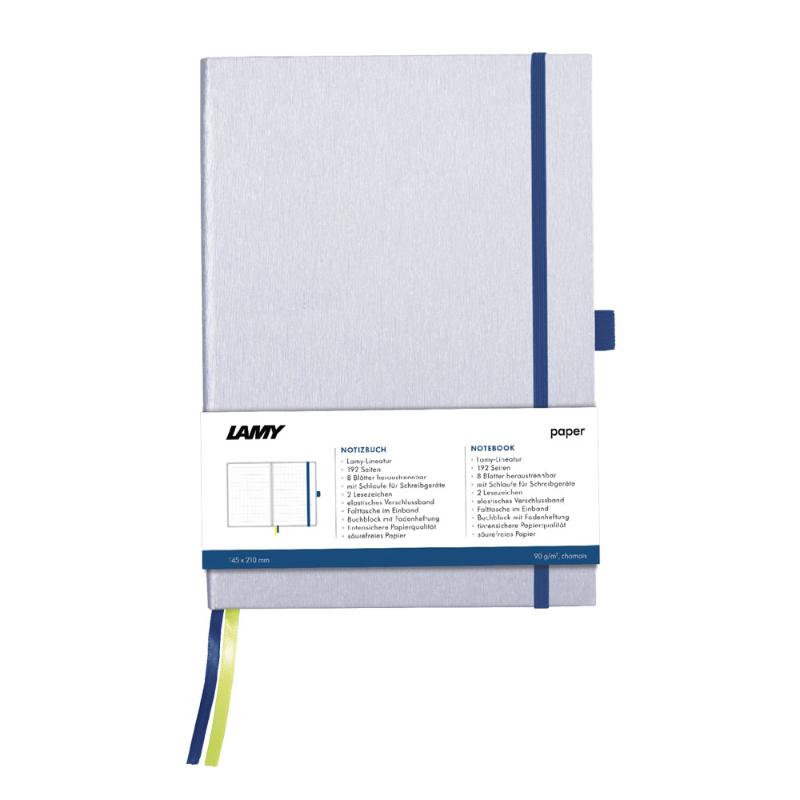 Lamy Notebook A6 Hard Cover Silver with Ocean Blue Edge