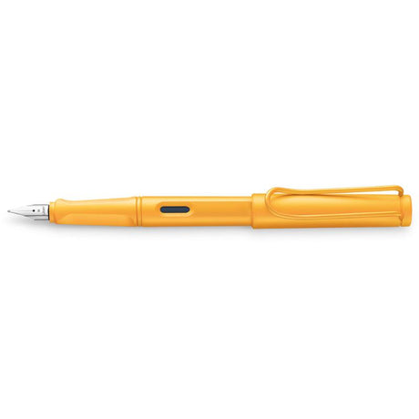 Lamy Safari Fountain Pen in vibrant Mango, featuring a fine nib and ergonomic grip for smooth, comfortable writing.