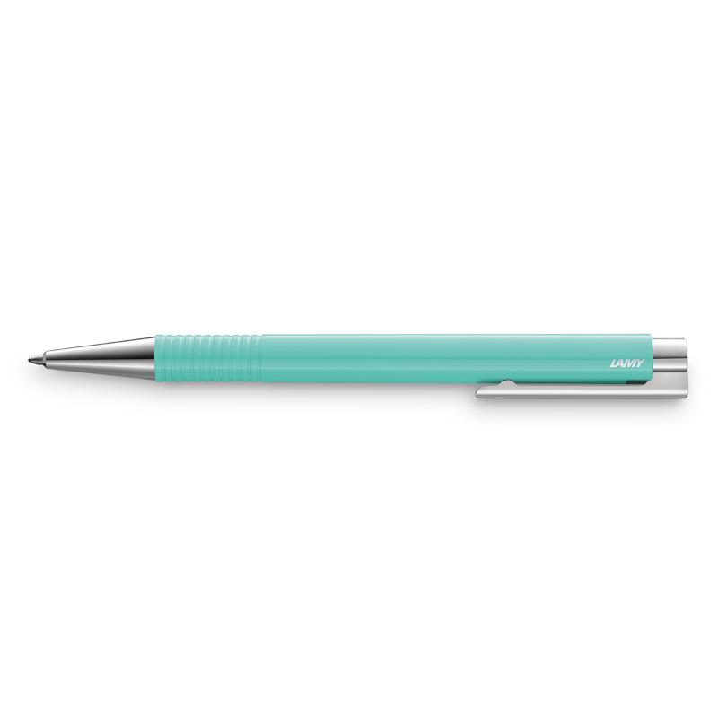 Lamy Logo M+ Ballpoint Lagoon pen in vibrant lagoon color, designed for smooth writing and stylish functionality.